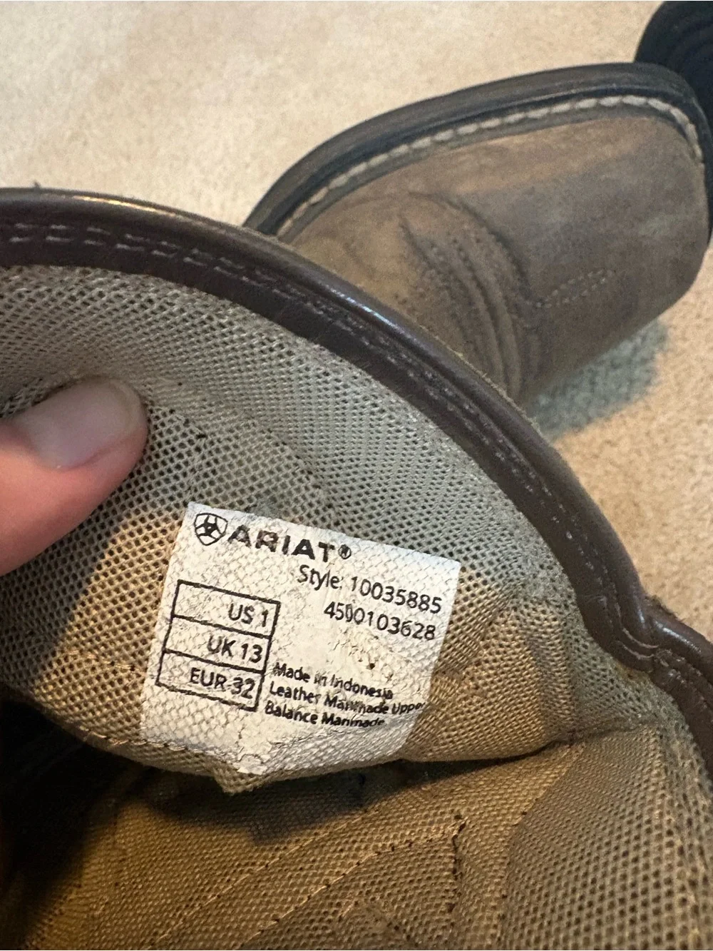 Ariat Workhog XT Vent Tek Bold Boot Boy 1 Brown Leather Square Toe Western Cowbo